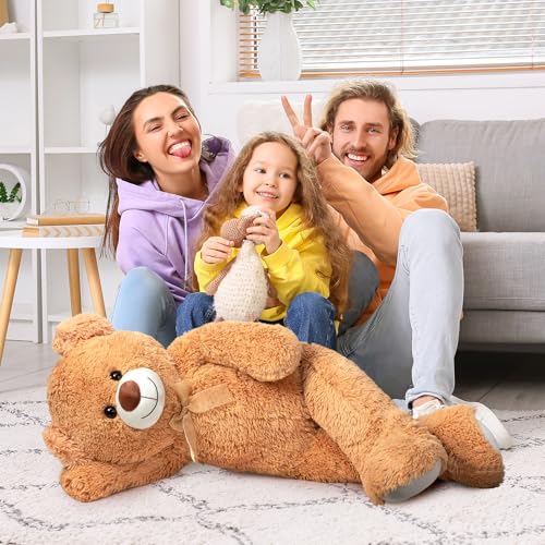 BEJOY 100cm Teddybär, Riesen Plüschtiere Kuschelbären große Stofftier Schmusetier, Liebesgeschenk Geburtstag, Valentinstag, Hellbraun