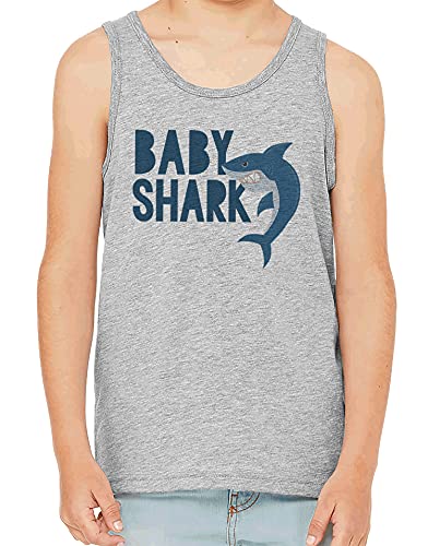7 ate 9 Apparel Kids Baby Shark Grey Tank Top Youth Small