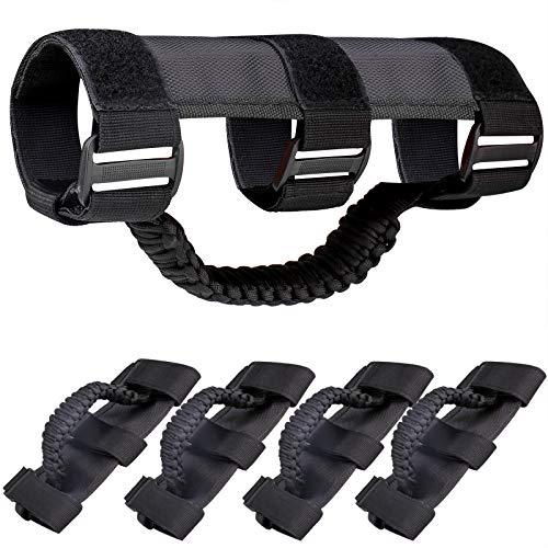 moveland Upgrade Grab Handle Compatible with Jeep Wrangler TJ YJ JK UTV, 4 Pack Deluxe RollBar Grab Handles Easy-to-fit for 1987-2021 Models (Black)