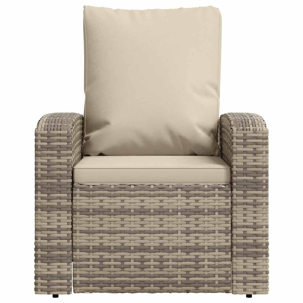 vidaXL Poltrona Reclinabile Giardino Cuscini Marrone Chiaro Polyrattan