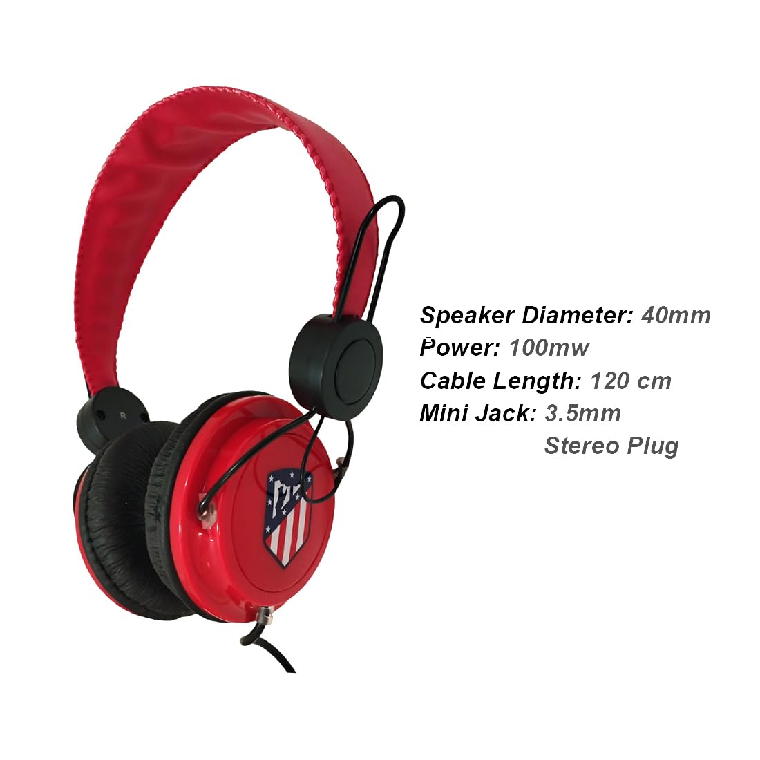 Cascos Auriculares AT Madrid, Volumen Limitado de Seguridad, Cascos de Música para Regalo, Conector Minijack, Cable 120 cm