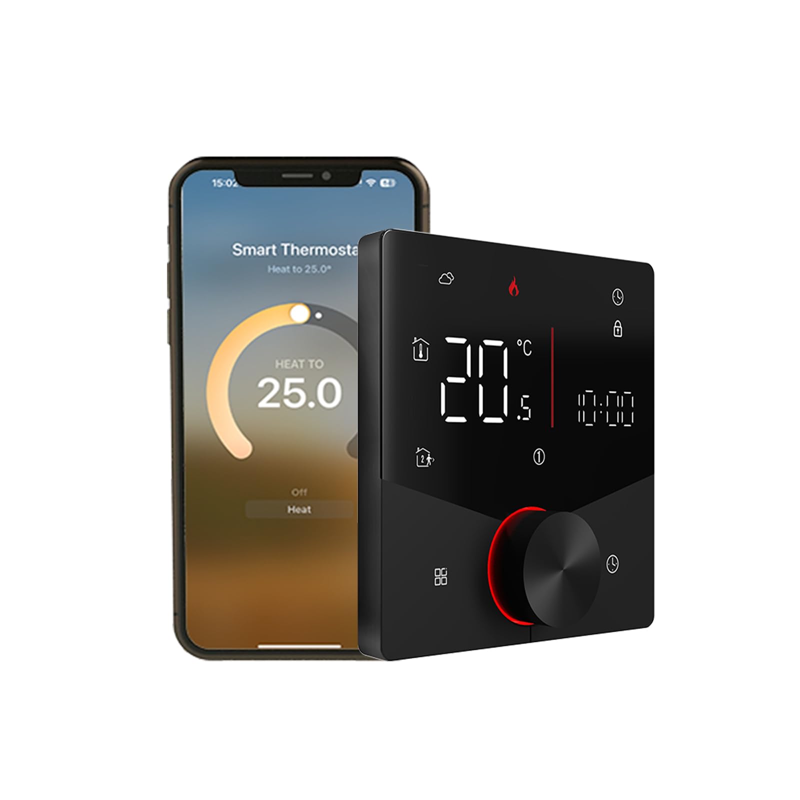 Matter Thermostat Elektro-Fußbodenheizung Alexa Google Home | Smarter Matter Regler für elektrische Fußbodenheizung, kompatibel mit Alexa, Google Home und HomeKit