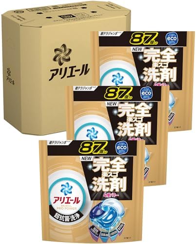 （19:00時点） アリエール 洗濯洗剤 ジェルボール プロ パワー 超抗菌・洗浄 クリーンフレッシュの香り 詰め替え 87個ｘ3袋 [大容量] [ケース品]