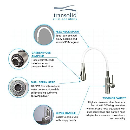 Image of Transolid TC-2420-WCW 24-in All-in-One Laundry /Utility Sink Kit with Faucet in White