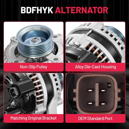 Image of BDFHYK Alternator Compatible with Acura MDX 2001-2002 3.5L V6,Compatible with Honda Odyssey 2002-2004 3.5L V6,Compatible with Honda Pilot 2003-2004 3.5L V6 Replace 13918N,104210-3090,104210-3091