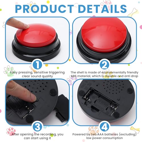 Mein HERZ Buzzer mit Aufnahmefunktion,6 Stück Hunde Buzzer Training Hunde Intelligenzspielzeug,Haustier Talking Training Antwort Buzzer, 30 Sekunden Aufnahme &Wiedergabe für Hund Interaktion