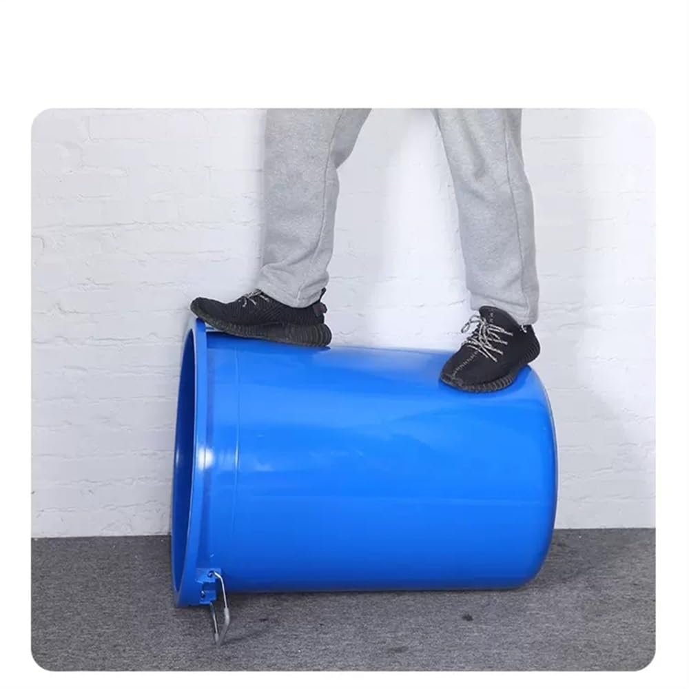 Bote de basura comercial de gran capacidad con tapa, bote de basura engrosado for cocina doméstica, contenedor de residuos Industrial redondo(Blue,Large)