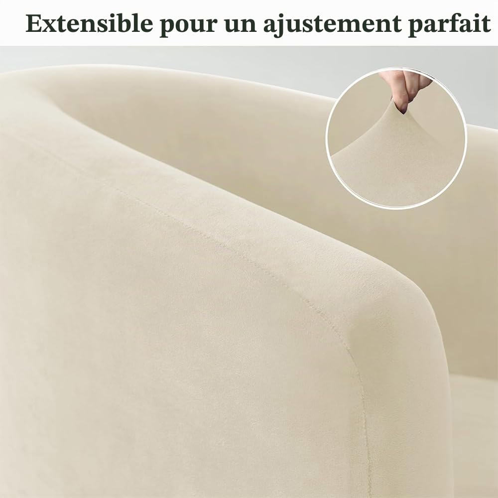 Housse de Fauteuil Chesterfield Housses Fauteuil Cabriolet de Club 1 Place en Velours Housse pour Chaise Tullsta Extensible Beige Jaune