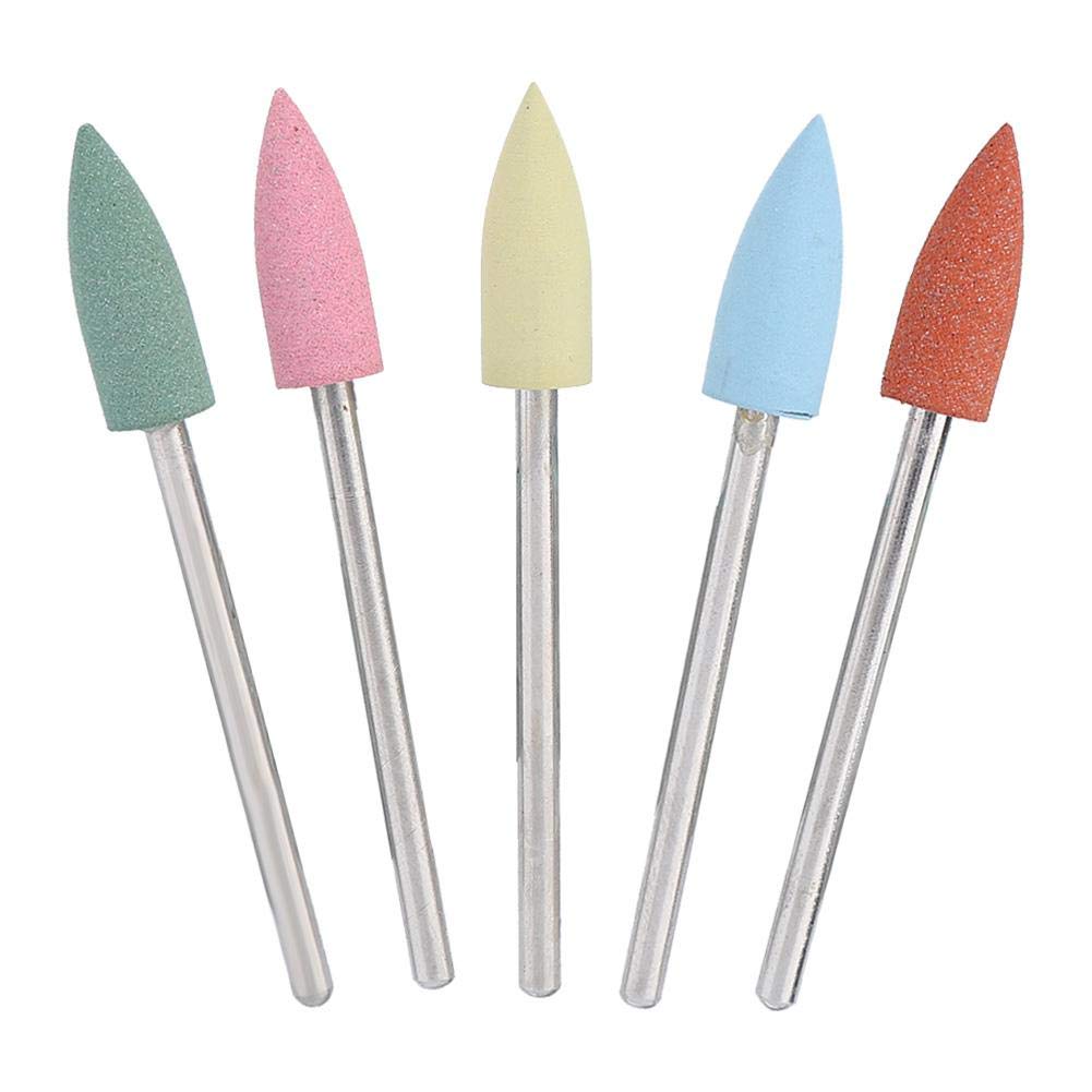 Acrylic Nail File Bits, 5 Pcs Silicone Rubber Nail Drill Bits Set with Electric Grinding Heads for Manicure, Pedicure, Home Salon Use