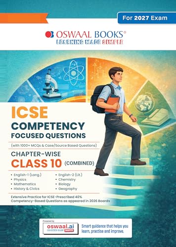 Image of Oswaal ICSE Competency Focused Questions Chapter-wise Class 10 (Physics, Chemistry, Maths, Biology, English Paper-1 & Paper-2, Geography, History & Civics) | 40% Competency-Based