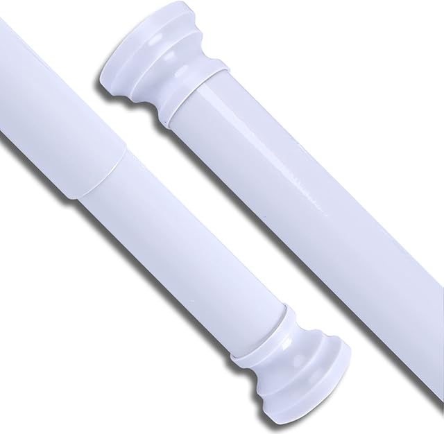 70-110cm White Spring Loaded Extendable Telescopic Shower Curtain Rail Rod Pole Rods Rails