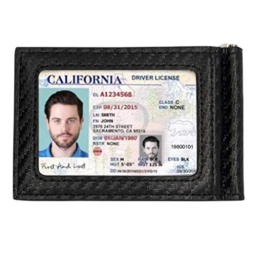 bryker hyde rfid blocking slim minimalist id outside front pocket wallet money clip 9 slots leather black carbon fiber