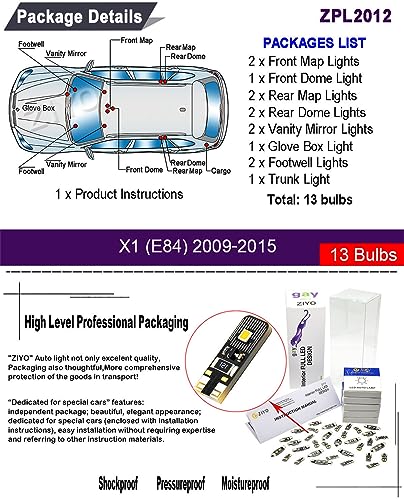 Kit de luces LED interiores para BMW E84 X1 2009-2015 miniatura 2