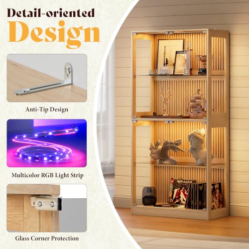 Image of AMERLIFE 32-Inch RGB Display Cabinet with Glass Shelves