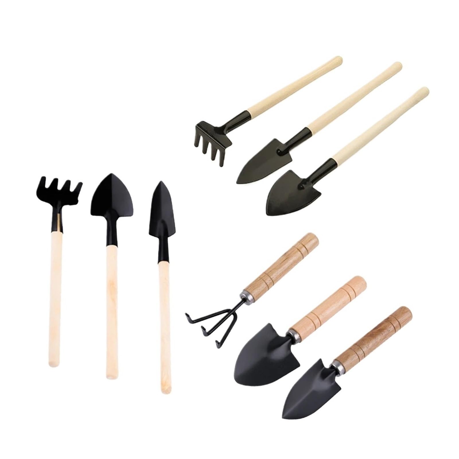 Schaufel, Rechen, Spaten, Mini-Gartengeräte-Set, Bonsai-Holzgriff, Handpflanzung