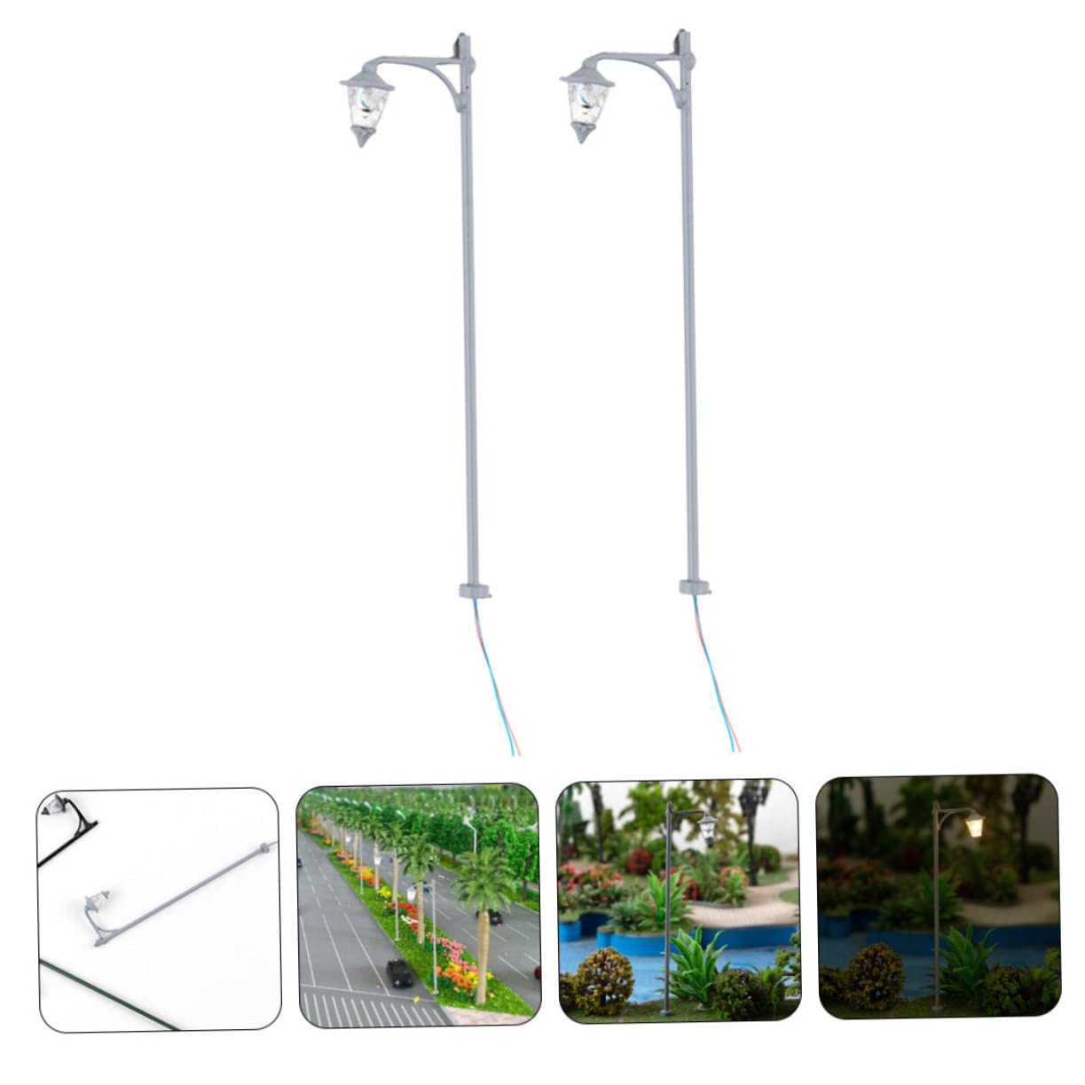 Toyvian 2-Piece Miniature Street Lights - Dollhouse Lamps For Model Railways & Micro Landscapes