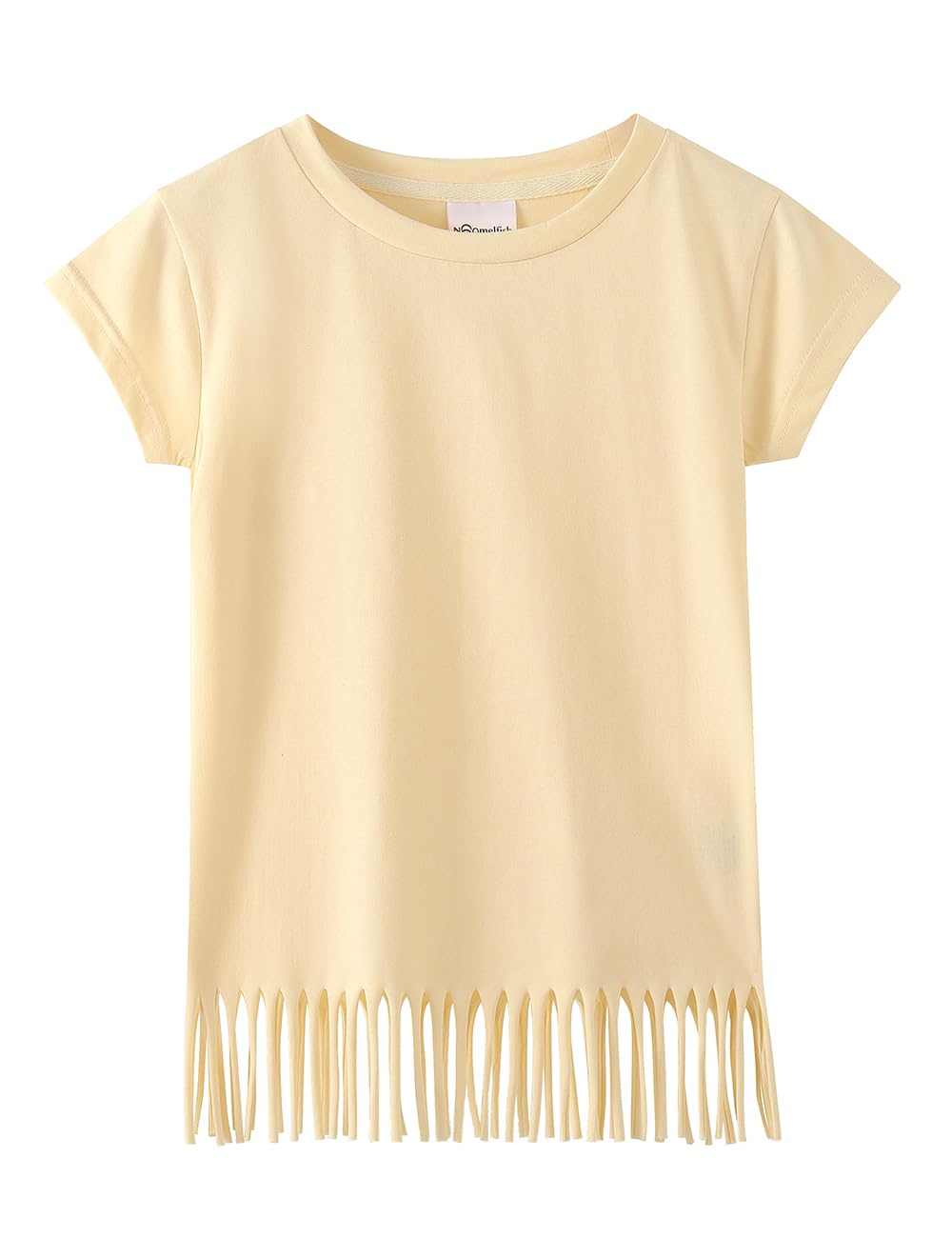 Noomelfish Girls Short Sleeve Fringe T-Shirts Soft Jersey Cotton Tee Tops (3-12 Years)