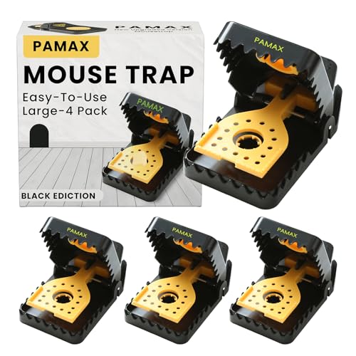 PAMAX Mouse Trap Humane & Powerful Mouse Traps Reusable Indoor Quick Kill Mice Trap for Home Safe and Effective Mousetrap Catcher Large 4-Pack