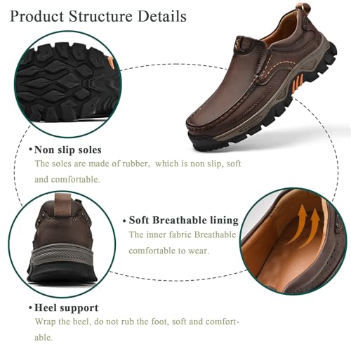 Men's Leather Slip On Loafers Shoes Non Slip Lightweight Comfortable Business Casual Comfortable Wide Width Working Shoes for Outdoor Hiking2