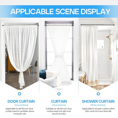 Image of Tension Curtain Rod Black Tension Rod 28 To 48 Inch Spring Curtain Rod Non Slip Tension Rods 4Pcs For Windows No Drilling Adjustable Tension Rods of Curtain Window Closet Kitchen Wardrobe