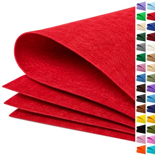 Image of Red Large Felt Fabric 36 inch x 36 inch (1 Square Yard), 1mm Stiff Felt Sheet, Nonwoven Fabric for Crafts, DIY Projects, Art, Sewing, Lining & Decorations