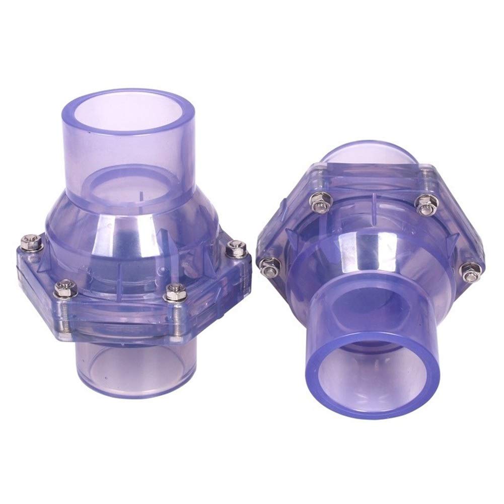 Válvula de retención: válvula antirretorno de desodorización de alcantarillado transparente de U-PVC de 40 mm, 50 mm, 63 mm, conectores rápidos de tuberías de agua industriales, 1 pieza (diámetro: diá