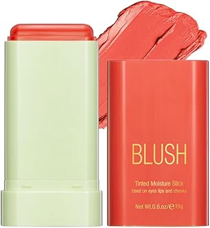 Paminify Multi-Use Blush Stick，Soft Creamy Blush,2-in-1 Cheek and Lip Tint,Waterproof Hydrating Solid Natural Moisture Smooth Blendable Matte Finish Face Blush Makeup,03 coral orange