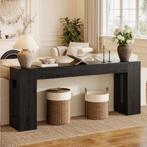 Image of Tribesigns 79-Inch Extra Long Console Tables for Entryway, Farmhouse Narrow Sofa Table Behind Couch with Thick Legs, Wooden Entryway Accent Furniture for Living Room, Hallway, Foyer, Black