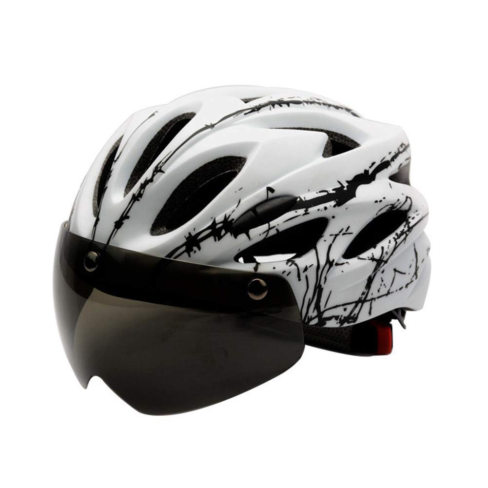 XJZM Bicycle Helmet with Removable Magnetic Goggle Sun Visor, CE Certified Adjustable Professional Men's and Women's Mountain and Road Bike Helmets. (white and black)