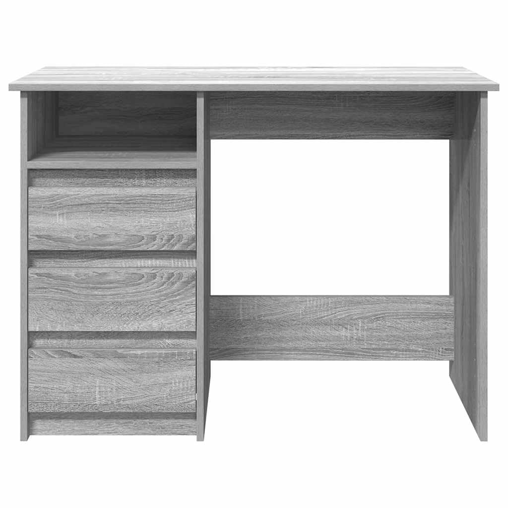 Escritorio gris Sonoma de madera 102 x 50 x 75 cm para oficina en casa, mesa de ordenador, mesa de trabajo, mesa de trabajo con espacio de almacenamiento y superficie de fácil cuidado para
