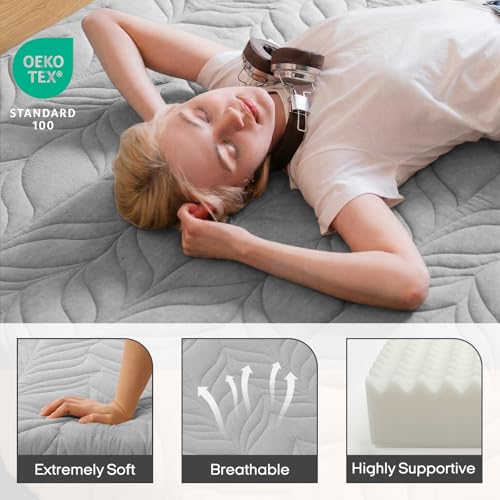 Image of ZonLi Japanese Floor Mattress Futon Mattress King Size, 6 inch Thicken Roll Up Tatami Mat 100% Cotton Washable Cover, Portable & Foldable Floor Bed Mattress for Sleeping, Dormitory, Adult, Grey