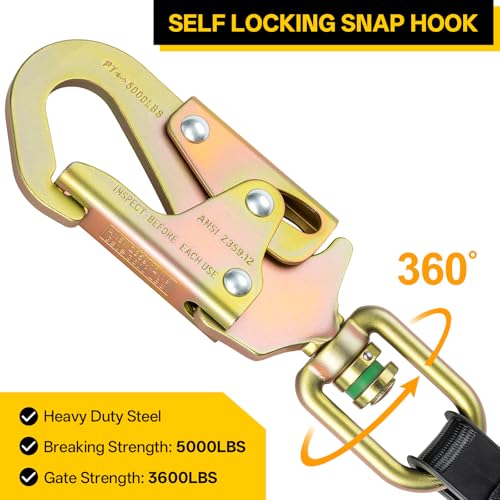 Image of TRSMIMA Retractable Lanyard Fall Protection - 11FT Webbing Self Retracting Lifeline Fall Arrest YoYo Class 1 SRL ANSI