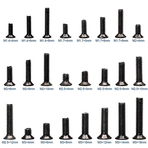 Graciella 720pcs Verzonken platte kop Mini Screw Set M1.4 M1.7 M2 M2.5 M3 Carbon Steel Computer Notebook Laptop Kleine… - Image 4