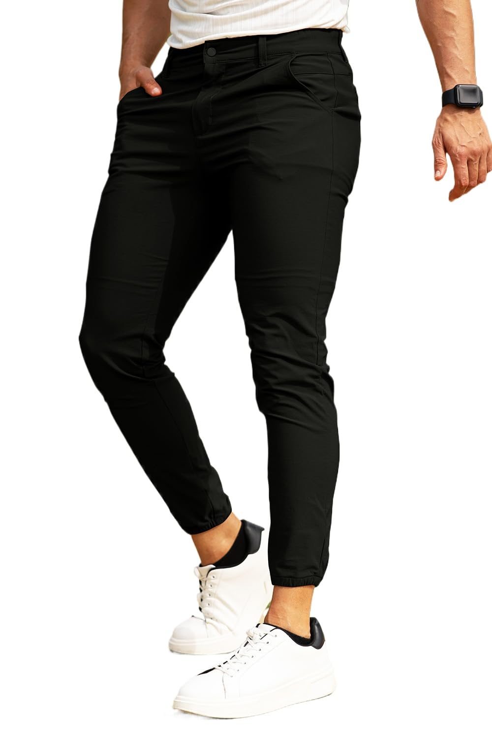 GINGTTO Men's 4-Way Stretch Slim Tapered Golf Joggers