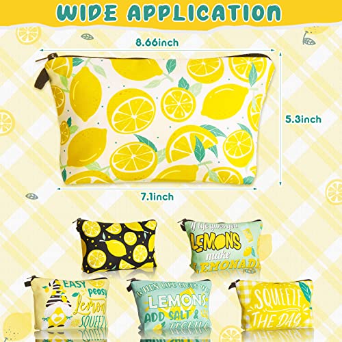 Reginary 6 Pcs Makeup Bags Purse Travel Cosmetic Pouch Waterproof Multifunction Makeup Pouch with Zipper Toiletry Bag Pencil Case Organizer Makeup Accessories for Women Girls Teenagers (Lemon Style)2
