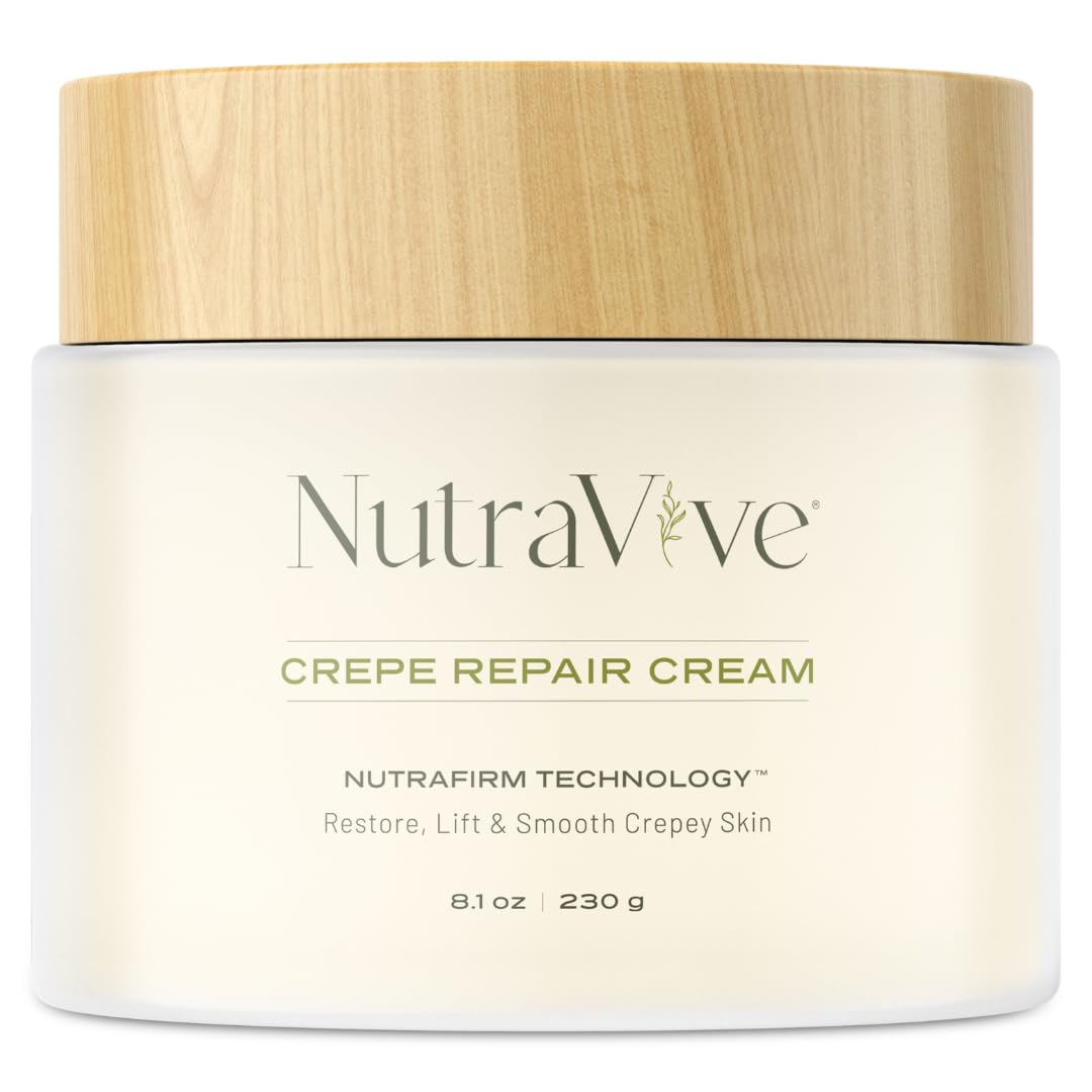 NutraVive Crepe Repair Cream – Anti-Aging Treatment - 8.1 Oz – Restore, Lift, Tighten & Smooth – Collagen Boosting Body, Neck & Face - Crepey Skin