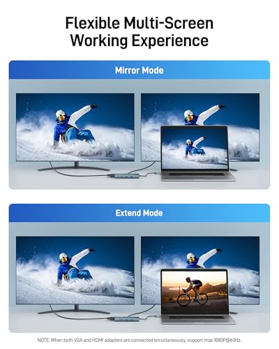 Image of Acer USB C Hub with 4k HDMI, 9-in-1 USB C to Ethernet Adapter, 5Gbps USBA 3.0 Docking Station, VGA Splitter, SD Card Reader, PD 100W Charging for MacBook, Acer, Laptops, Surface and More