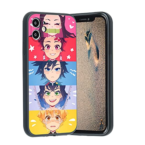 vivist Anime Manga iPhone 11 Case,Japan Anime Demon Slayer Manga Character iPhone Case for Men Boys Women Cute Cartoon Anime Design Soft Silicone Cover Case(Tanjirou Nezuko Zenitsu Inosuke Kamado)