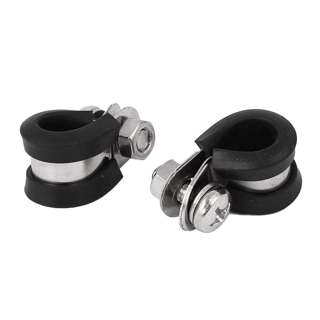 Aexit 9mm 304 Clamps Stainless Steel EPDM Rubber Lined P Clips Cable Mounting Hose Pipe Strap Clamps Clamp 5pcs