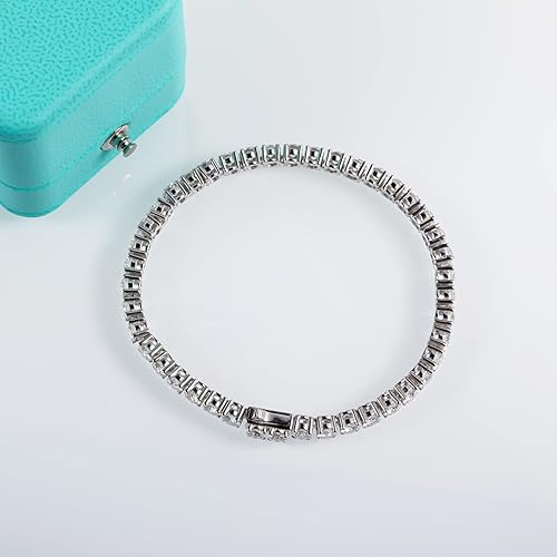 Miniatura 2 de AnuClub 11.1CT-32CT Moissanite Tennis Bracelet 925 Sterling Silver Round Cut 4MM6.5MM D Color VVS1 Moissanites Classic Bracelets for Women Men