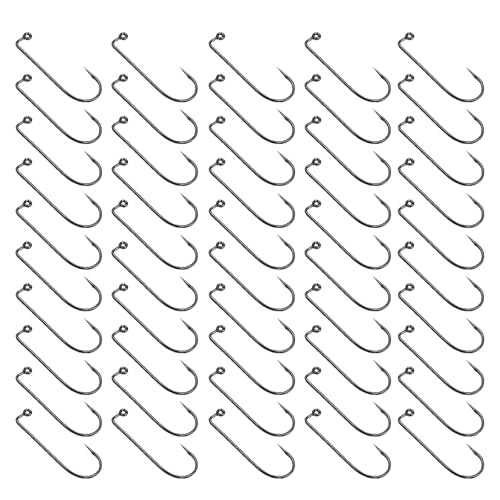 90度釣り針50個セット、長柄炭素鋼Vベンドフック付き