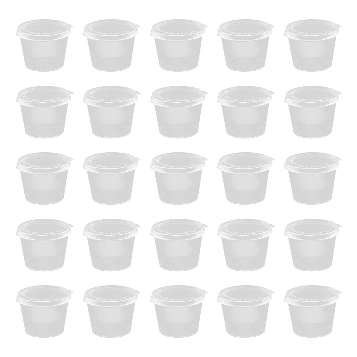 Lotsdonxia Beige 50Pcs Leakproof 25Ml Sauce Pots With Snap-Fit Lids, Stackable Mini Condiment Containers For Dips, Salads, Plastic Tubs For Picnics & Catering
