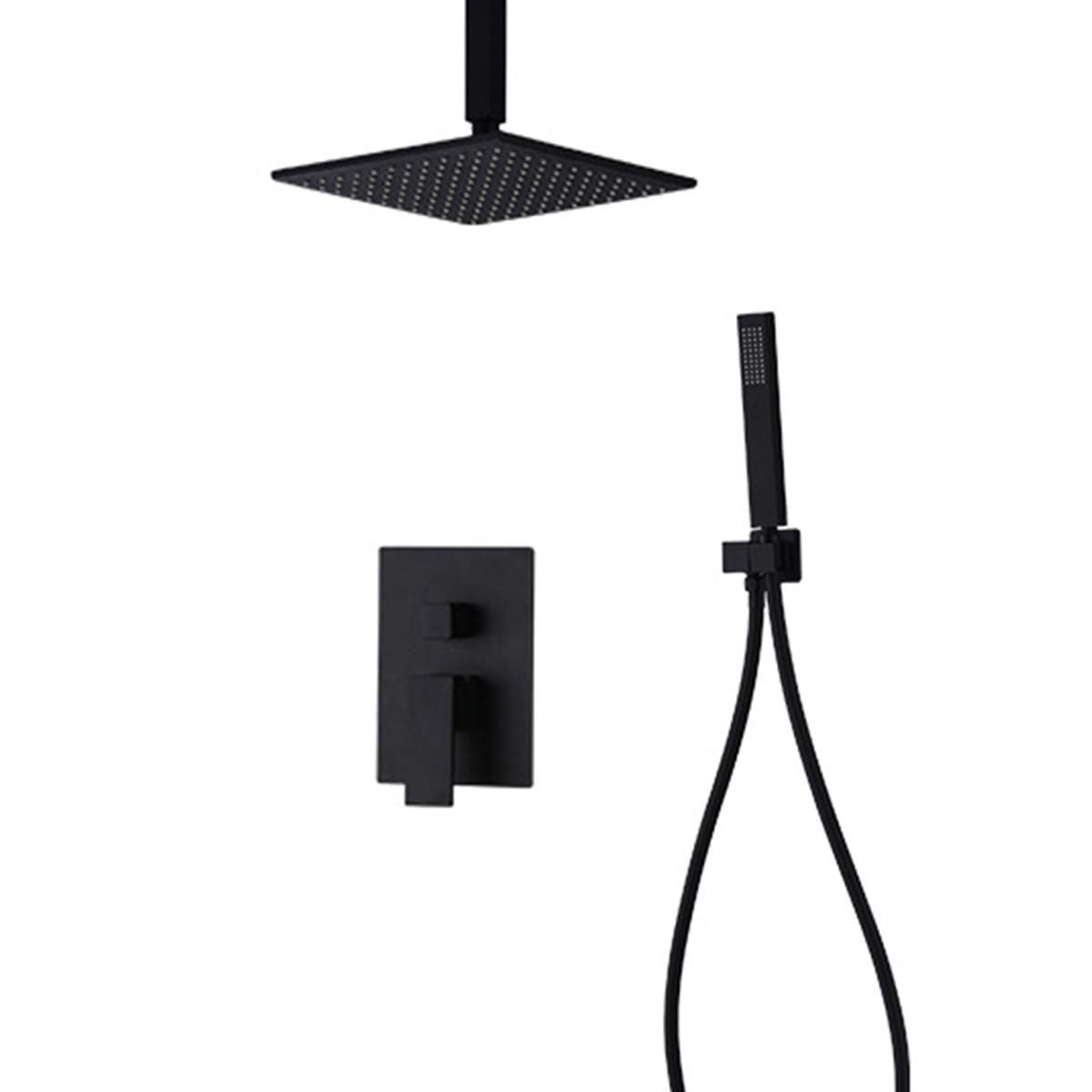 Mitigeur de douche dissimulé en cuivre noir mat luxe pour salle de bain moderne