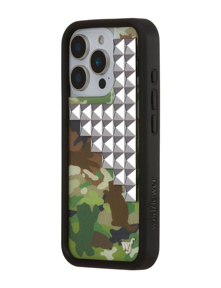 Image of Wildflower Cases - iPhone 16 Pro Compatible - Stud Collection - Cat Camo | Impact-Certified 6.5 ft Drop Protection Case, Raised Protective Bumper, Cute Aesthetic Design, Women-Owned Small Business