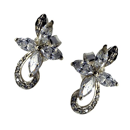 Boucles d'oreilles fleur marquise cz blanc argent pour illuminer vos tenues de soirée