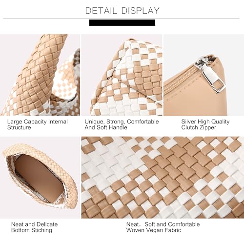 Image of Queenoris Fashion Hobo Bags for Women Top-handle Shoulder Bag Vegan Leather Purses Soft Summer Tote Bag | WOVEN