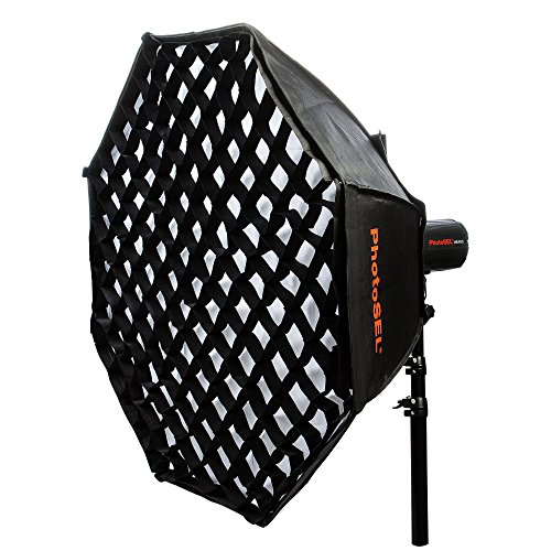 PhotoSEL SBSC150BE - Ventana Difusora de Luz Softbox Octogonal para Iluminación Fotográfica de 150cm con Rejilla de Nido de Abeja, Montaje de Tipo S, para Flash de Estudio PhotoSEL/Bowens