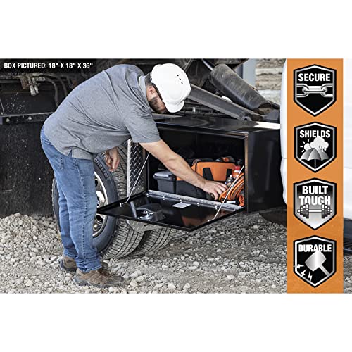 Image of Buyers Products 1702317 Black Steel Underbody Truck Tool Box, 18x18x66 Inch | Truck Bed & Underbelly RV Storage Box, Locking T-Latch, Weather-Resistant, Heavy-Duty Flatbed Job Box, Made in USA