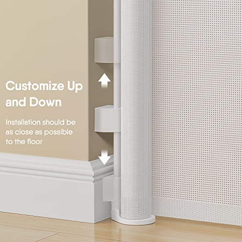Punch-Free Retractable Baby Gates, BabyBond 33 * 71 inches Extra Wide Baby Gate for Stairs Suitable for Kids or Pets Indoor and Outdoor Dog Gates for Doorways, Stairs, Hallways, White