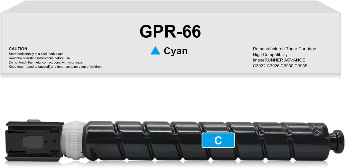 Remanufactured GPR-66 GPR66 Toner Cartridge Replacement for Canon GPR66 for iR C3326i/ iR ADV DX C3935i/C3930i/C3926i/3922i Printer (Cyan,1 Pack)